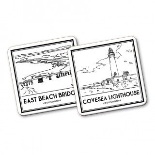 B/W Vintage Sketch Town Classic Coaster product image
