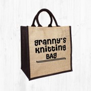 Granny's Knitting Jute Bag