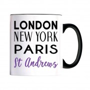 London NY Black Handle Mug