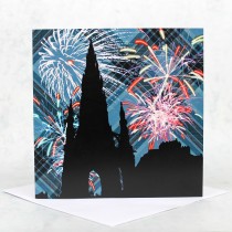 Tartan Fireworks Greeting Card