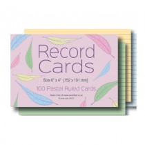 Ruled Pastel Coloured Record Cards 6x4