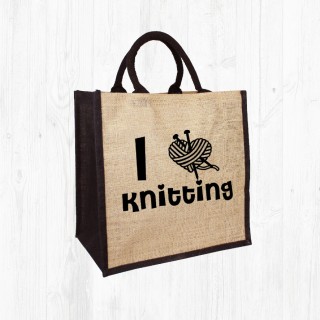 I Heart Knitting Jute Bag product image